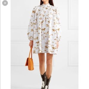 Ganni Horse Print Poplin Dress